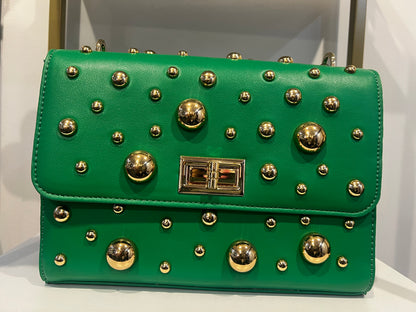 Green studded handbag