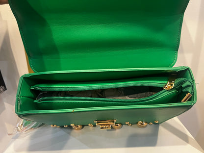 Green studded handbag