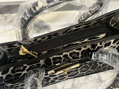 Black leopard print handbag