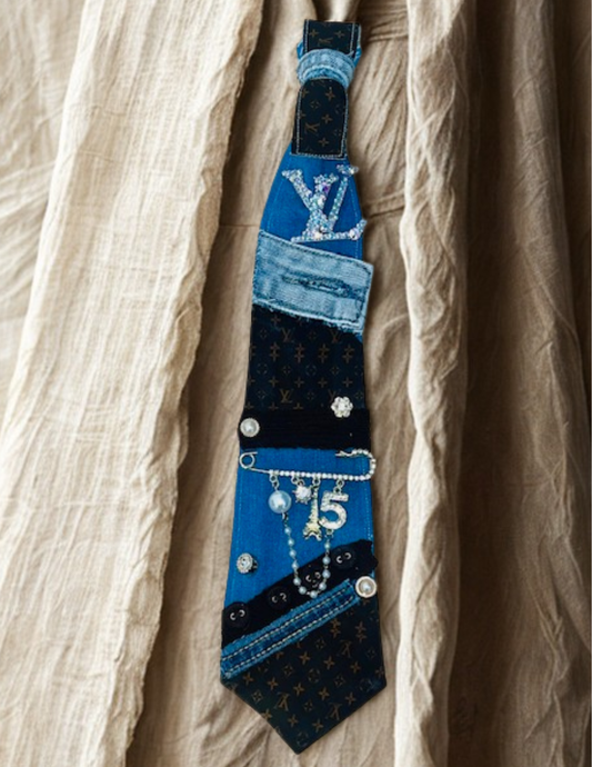 "LV" inspired junk tie