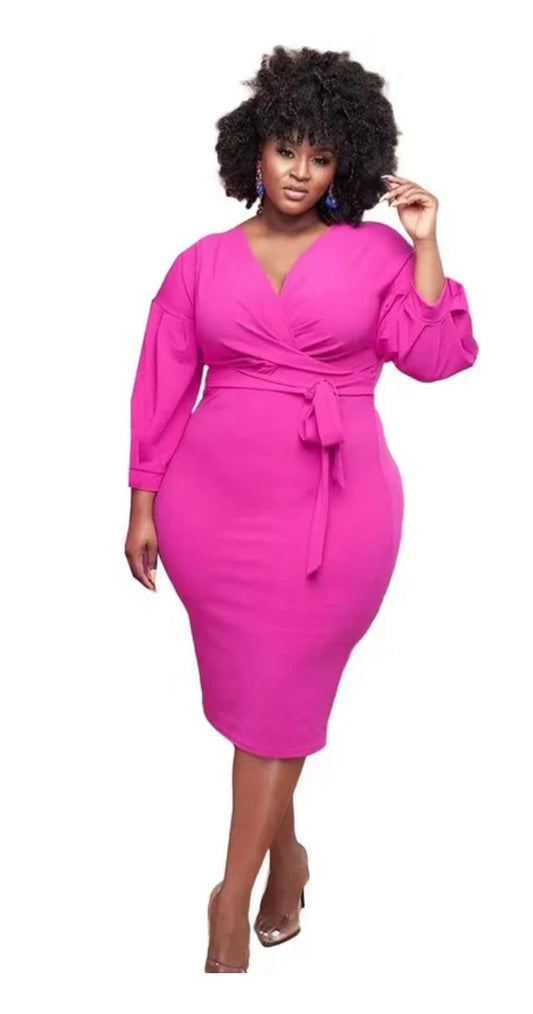 Fuschia Puff sleeve dress